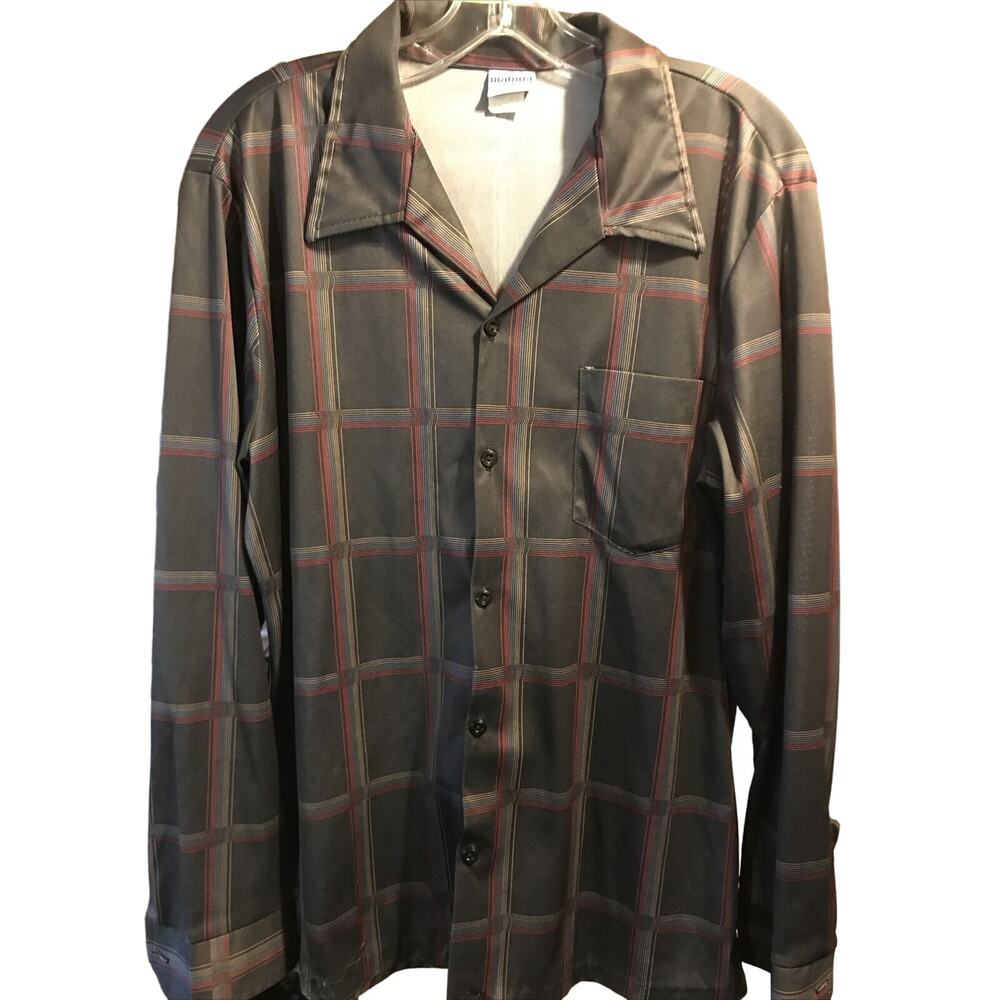 Marina of California Vintage Mens L Multicolor Striped LS Button Down Poly Shirt